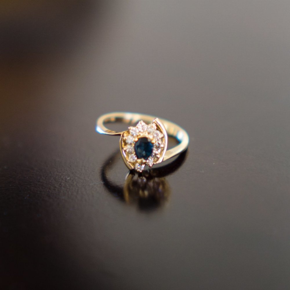 14k Yellow Gold Sapphire and Diamond Ring | Size 6